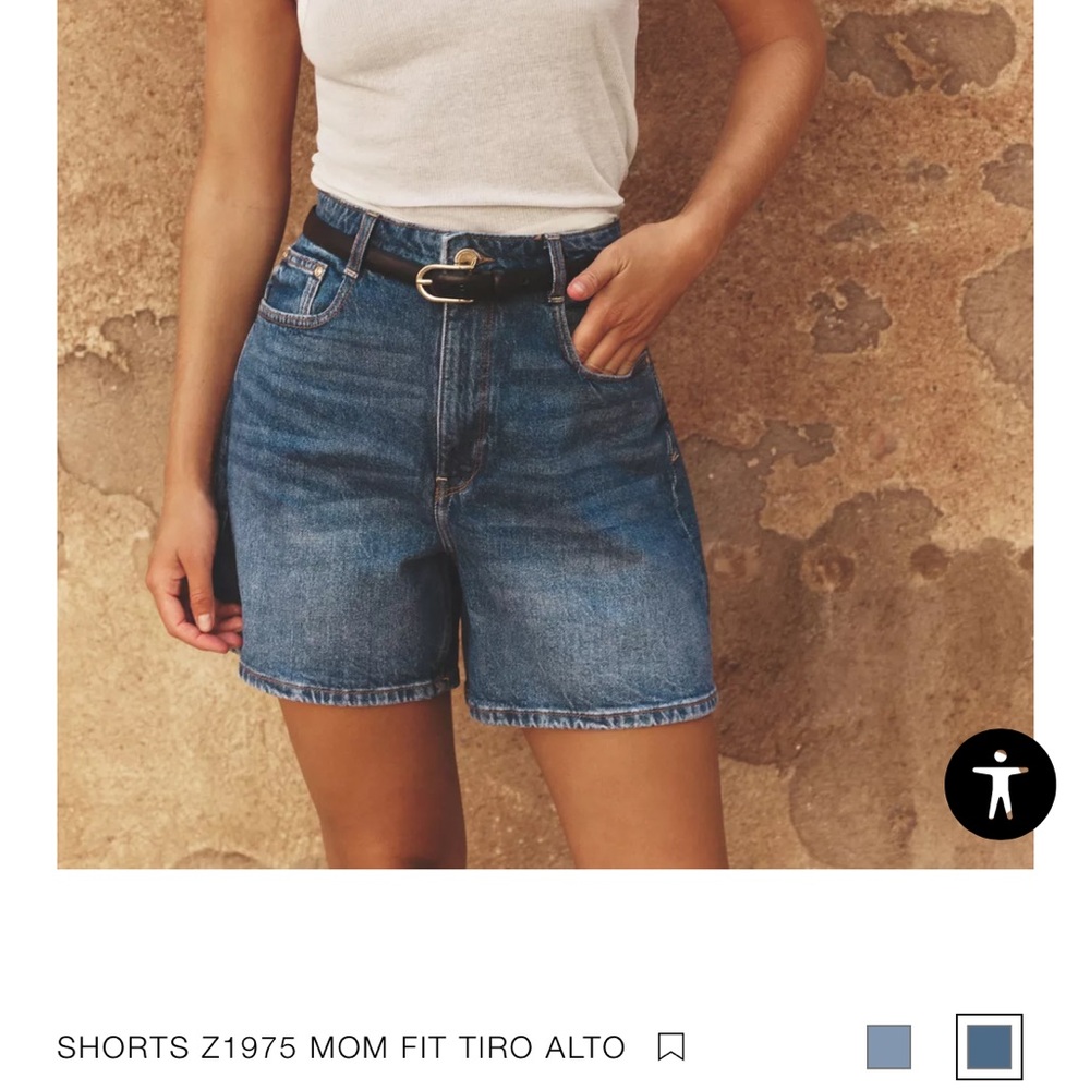 Zara High Waist Blue Denim Shorts